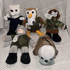 Vtg 1999 Bean Brigade 1 Sgt Wilder Plush Stuffed Tiger, Owl, Hippo, Bear Animals picture