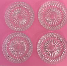 Vintage Mid Century Diamond Cut Glass Coasters Set Of 4 Waterford Style picture