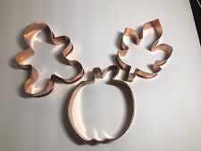 Lot Of 3 LARGE COPPER Cookie Cutters. Leaf, Apple, Gingerbread Man. picture