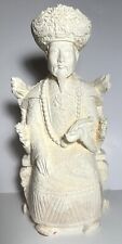 Vintage Ancient Chinese Emperor Statue Ivory Colored Carved Resin Art Figure picture