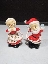Vintage Santa & Mrs. Claus Peppermint Hula Hoops Christmas Salt & Pepper Shakers picture