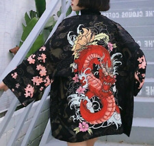 Unisex Japanese Red Dragon Women Kimono Robe Cardigan Beach Cover-Ups Cloak picture