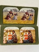 Chippewa Indian stereoscope cards, lot of 4 color,  picture