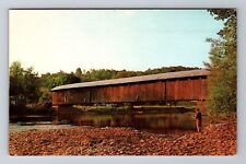 Downsville NY-New York, Covered Bridge, Delaware River, Vintage Postcard picture