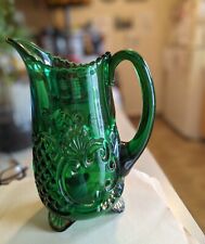 antique glass emerald green water pitcher vintage picture