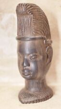 Antique 19th OLD EBONY WOOD CARVED AFRICAN TRIBE TRIBAL Folk ART HEAD STATUE 9