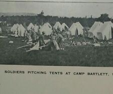 Military Soldiers Pitching Tents Camp Bartlett Westfield, MA Vintage Postcard picture