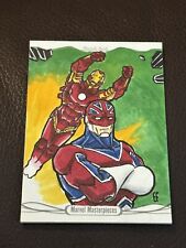 2016 Marvel Masterpieces Eric Fournier Sketch Card Iron Man Captain Britain 1/1 picture