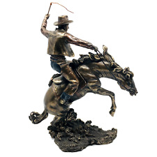 American Cowboy Doing Rodeo on Horseback Statue | Western Decor | Cowboy Decor picture