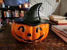 Pottery Barn Pumpkin Cookie Jar Halloween Jack O Lantern picture