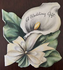 Vintage 1946 UNUSED Wedding Gift Card with Envelope Hallmark Lily Flower picture