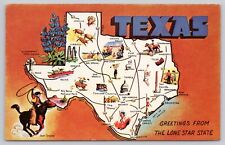 Texas State Pictoral Map, Landmarks & Attractions, Vintage Postcard picture