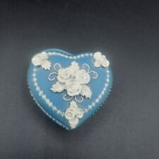Blue And White Heart-shaped Resin Trinket Box. Looks like Wedgewood picture