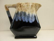 VALLAURIS style tri-colored ceramic pitcher (chocolate over blue over black) picture