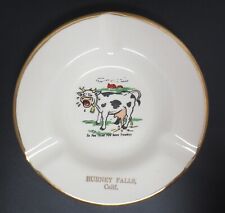 BURNEY FALLS CA Funny Ashtray Cow Cry Steps on Udder Mid-Century Sabina 22k Vtg picture