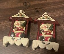 Set of 2 Kurt Adler Santa  Christmas Ornaments Sit-in in Window or Chimney 4