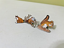 Vintage Elk, Red Fox & Fox Squirrel Lapel Pin Hat Wildlife MAFCO LOT picture