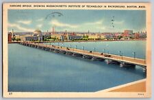 Boston, Massachusetts MA - Harvard Bridge - Longest Bridge - Vintage Postcard picture