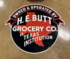 Rare Org. Vtg H.E. BUTTS Grocery Store H-E-B Porcelain Sign San Antonio, Tx. picture