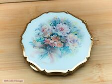 Stratton White Floral-Vintage Ladies Powder Compact -0ma picture