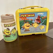 Vintage 1980s PAC-Man Lunch Box And Thermos Aladdin. Please Read picture