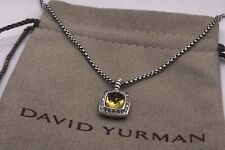 David Yurman Sterling Silver 7mm Albion Pendant Necklace Lemon Citrine & Diamond picture
