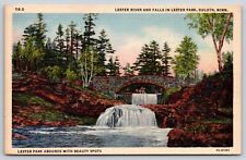 Lester River & Falls In Lester Park~Duluth Minnesota~Bridge~1937 Linen Postcard picture