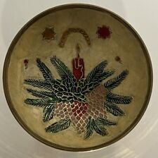 Vintage Enamel & Brass Holiday Candy Dish picture