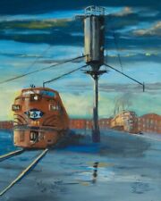 Original Oil Painting  Lehigh Valley Railroad Diesel Locomotives picture