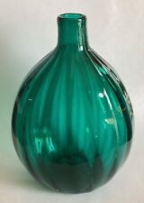 Vintage Teal Green Paneled Hand Blown Glass Stiegel Type Flask Pairpoint or ? picture