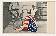 Patriotic Vintage Postcard Betsy Ross Making Flag Spinning Wheel Fred Lounsbury picture