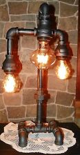  Industrial Pipe Three Tier Lamp steampunk style with vintage bulbs picture