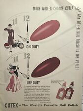 Vintage Print Ad 1940s WWII Era Cutex Nail Polish Women On Duty Uniform Dancing picture