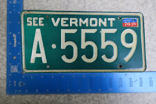 1976 76 VERMONT VT LICENSE PLATE TAG # A-5559    TRIPPLE 5'S 555 picture