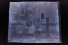 Antique 5x4 Inch Plate Glass Negative Of A Family Portrait Outside V32 picture