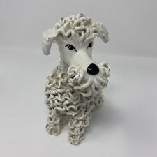 Rare MCM Vintage Spaghetti Art French Poodle Dog Ceramic Made in Italy 6 inches picture