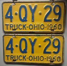 1960 PAIR Ohio Truck License Plates 60 OH Tags picture