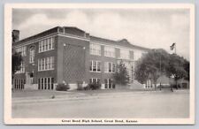 Great Bend High School Great Bend Kansas KS Vintage Lithograph Postcard picture