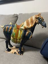 Antique Chinese Tang Dynasty Style Glazed Ceramic Horse Figurine picture