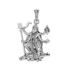 Sterling Silver (92.5% purity) Goddess Kali Maa Pendant for Men & Women picture