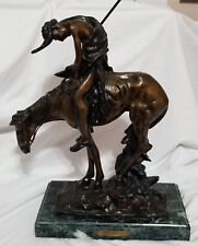 LARGE AMERICAN BRONZE  -  END OF TRAIL BY FRASER ON MARBLE BASE - BEAUTIFUL picture