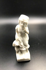 VINTAGE SMALL WHITE BISQUE MARY HAD LITTLE LAMB FIGURINE picture