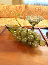Vintage Green Glass Grapes Swan and Compote Lot picture