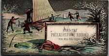 1880s PHILADELPHIA RECORD ICE FISHING SKATING WINTER BOATING TRADE CARD 25-222 picture