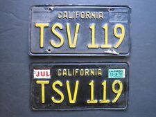 Vintage 1963 California Black Yellow License Plates Pair Set YSV 119 DMV Clear picture