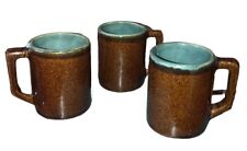 VINTAGE 3 Small Coffee Great For Espresso Mugs Brown And Green Artisan Pottery ￼ picture