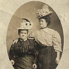 Antique RPPC Real Photograph Postcard Beautiful Young Woman With Her Mother Hats picture