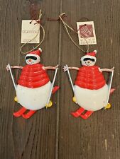 Vintage Silverstri Snowman Skiing Ornaments Lot Of 2 Hand Crafted  4” picture