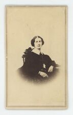Antique CDV c1860s Beautiful Woman In Black Dress Sitting in Chair Zanesville OH picture