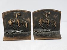Pair Bronze Book ends, End of the Trail Native American Bronze Cast Bookends picture